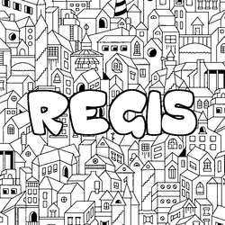 Coloraci&oacute;n del nombre REGIS - decorado ciudad