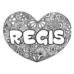 Coloraci&oacute;n del nombre REGIS - decorado mandala de coraz&oacute;n