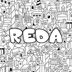 Coloraci&oacute;n del nombre REDA - decorado ciudad