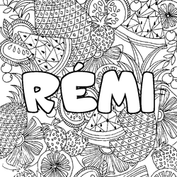 Coloraci&oacute;n del nombre R&Eacute;MI - decorado mandala de frutas