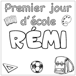 Coloraci&oacute;n del nombre R&Eacute;MI - decorado primer d&iacute;a de escuela