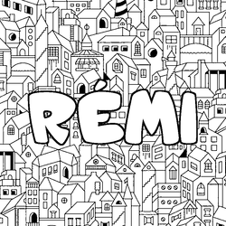 Coloraci&oacute;n del nombre R&Eacute;MI - decorado ciudad