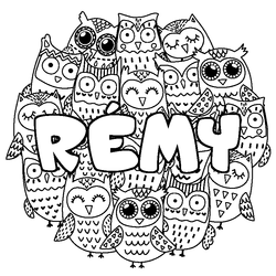 Coloraci&oacute;n del nombre R&Eacute;MY - decorado b&uacute;hos