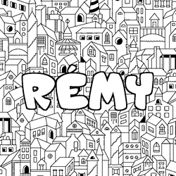 Coloraci&oacute;n del nombre R&Eacute;MY - decorado ciudad