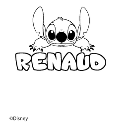 Coloraci&oacute;n del nombre RENAUD - decorado Stitch