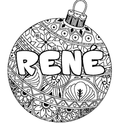 Coloraci&oacute;n del nombre REN&Eacute; - decorado bola de Navidad