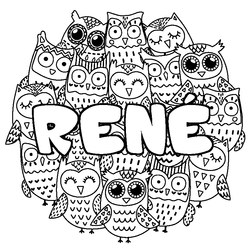 Coloraci&oacute;n del nombre REN&Eacute; - decorado b&uacute;hos