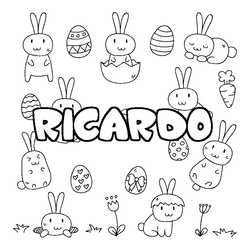 Coloraci&oacute;n del nombre RICARDO - decorado Pascua