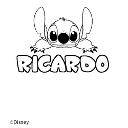 Coloraci&oacute;n del nombre RICARDO - decorado Stitch