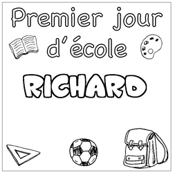 Coloraci&oacute;n del nombre RICHARD - decorado primer d&iacute;a de escuela