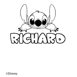 Coloraci&oacute;n del nombre RICHARD - decorado Stitch