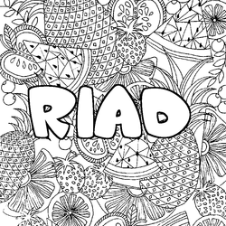Coloraci&oacute;n del nombre RIAD - decorado mandala de frutas