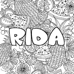 Coloraci&oacute;n del nombre RIDA - decorado mandala de frutas