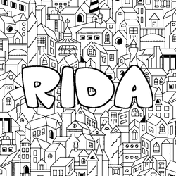 Coloraci&oacute;n del nombre RIDA - decorado ciudad