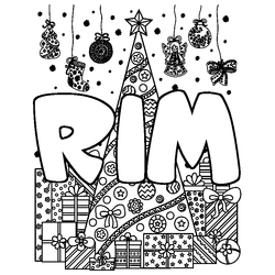 Coloraci&oacute;n del nombre RIM - decorado &aacute;rbol de Navidad y regalos