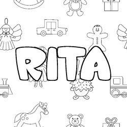Coloraci&oacute;n del nombre RITA - decorado juguetes