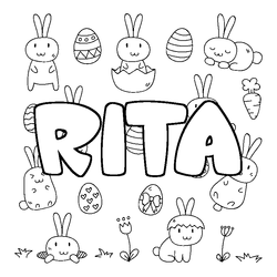 Coloraci&oacute;n del nombre RITA - decorado Pascua