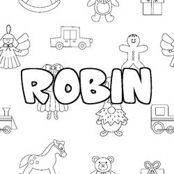 Coloraci&oacute;n del nombre ROBIN - decorado juguetes