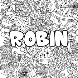Coloraci&oacute;n del nombre ROBIN - decorado mandala de frutas