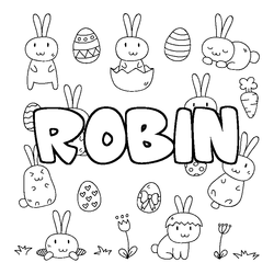 Coloraci&oacute;n del nombre ROBIN - decorado Pascua