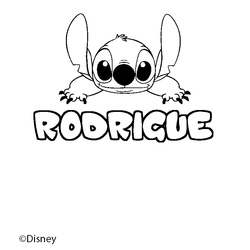 Coloraci&oacute;n del nombre RODRIGUE - decorado Stitch