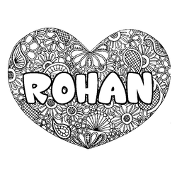 Coloraci&oacute;n del nombre ROHAN - decorado mandala de coraz&oacute;n