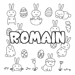 Coloraci&oacute;n del nombre ROMAIN - decorado Pascua