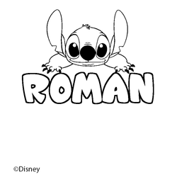 Coloraci&oacute;n del nombre ROMAN - decorado Stitch