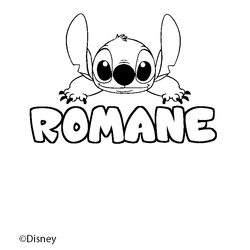 Coloraci&oacute;n del nombre ROMANE - decorado Stitch