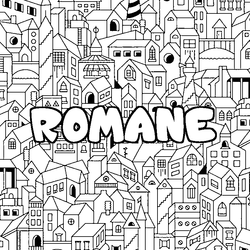 Coloraci&oacute;n del nombre ROMANE - decorado ciudad