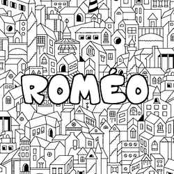 Coloraci&oacute;n del nombre ROM&Eacute;O - decorado ciudad