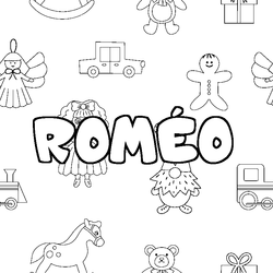 Coloraci&oacute;n del nombre ROM&Eacute;O - decorado juguetes