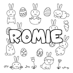 Coloraci&oacute;n del nombre ROMIE - decorado Pascua
