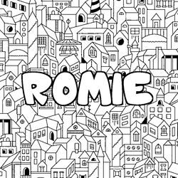 Coloraci&oacute;n del nombre ROMIE - decorado ciudad