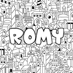 Coloraci&oacute;n del nombre ROMY - decorado ciudad