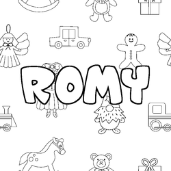 Coloraci&oacute;n del nombre ROMY - decorado juguetes