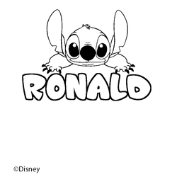 Coloraci&oacute;n del nombre RONALD - decorado Stitch
