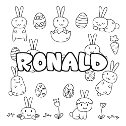 Coloraci&oacute;n del nombre RONALD - decorado Pascua