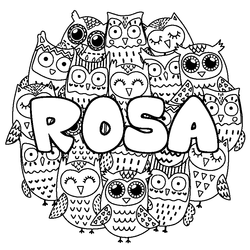Coloraci&oacute;n del nombre ROSA - decorado b&uacute;hos