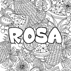 Coloraci&oacute;n del nombre ROSA - decorado mandala de frutas