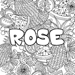 Coloraci&oacute;n del nombre ROSE - decorado mandala de frutas