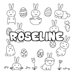 Coloraci&oacute;n del nombre ROSELINE - decorado Pascua