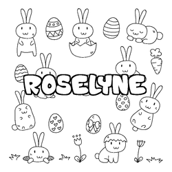 Coloraci&oacute;n del nombre ROSELYNE - decorado Pascua
