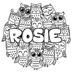 Coloraci&oacute;n del nombre ROSIE - decorado b&uacute;hos