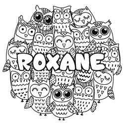 Coloraci&oacute;n del nombre ROXANE - decorado b&uacute;hos