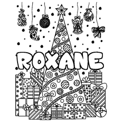 Coloraci&oacute;n del nombre ROXANE - decorado &aacute;rbol de Navidad y regalos