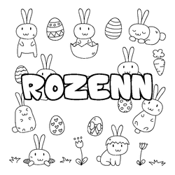 Coloraci&oacute;n del nombre ROZENN - decorado Pascua