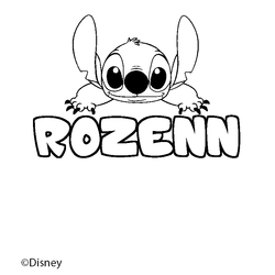 Coloraci&oacute;n del nombre ROZENN - decorado Stitch
