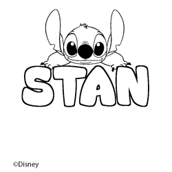 Coloraci&oacute;n del nombre STAN - decorado Stitch