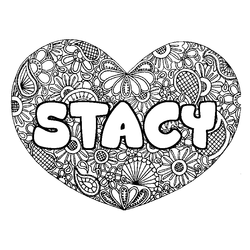 Coloraci&oacute;n del nombre STACY - decorado mandala de coraz&oacute;n